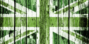 STOCK green union jack flag UK net zero